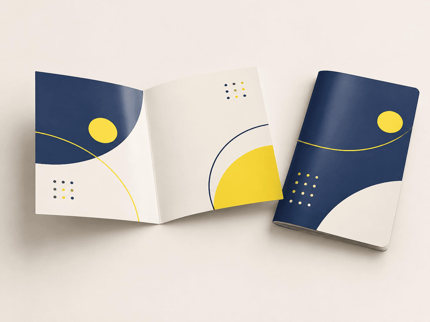 Illustrative bi-fold brochure configurations and finishing options