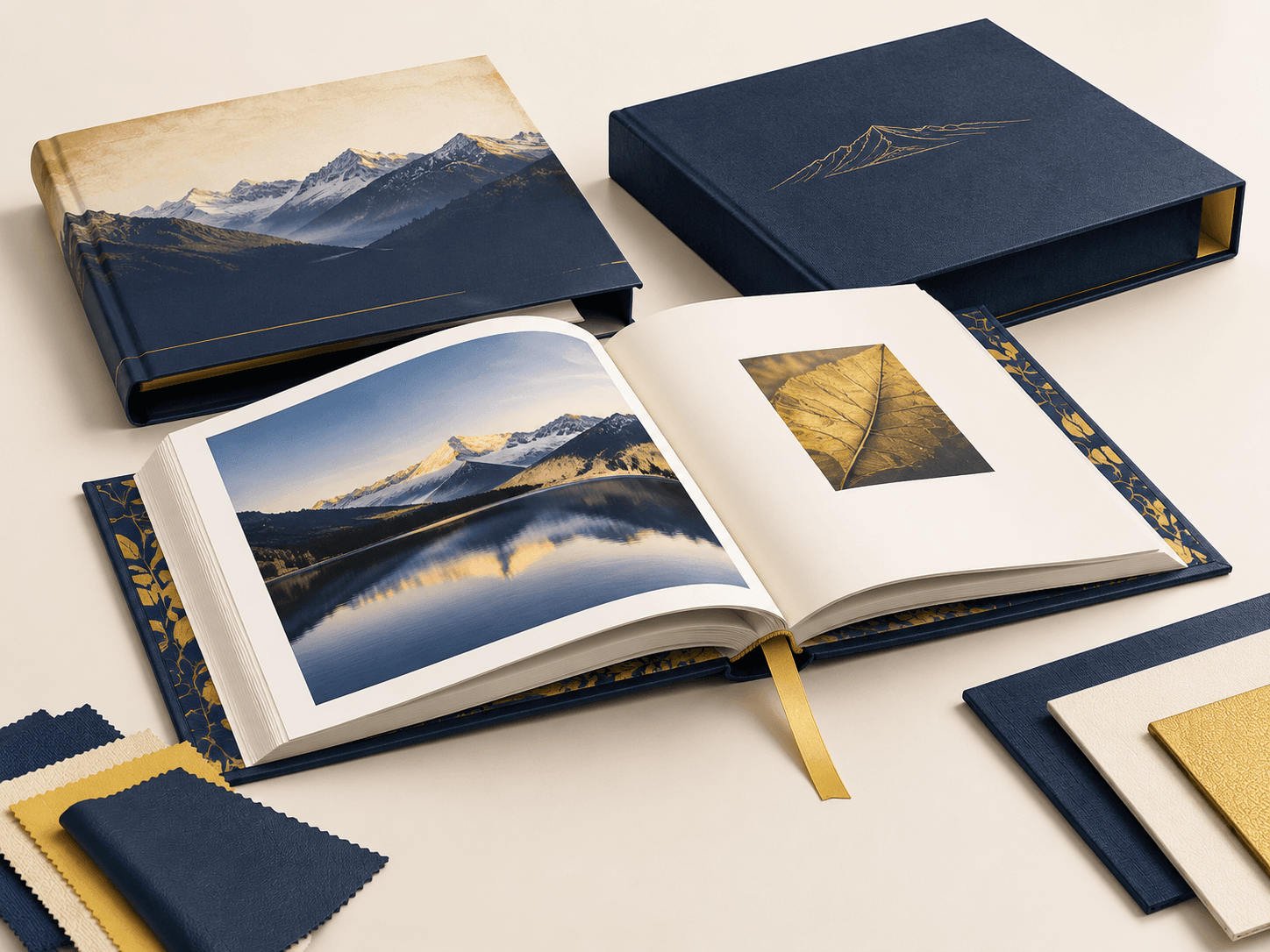 Coffee table book cover, paper and finishing customization materials