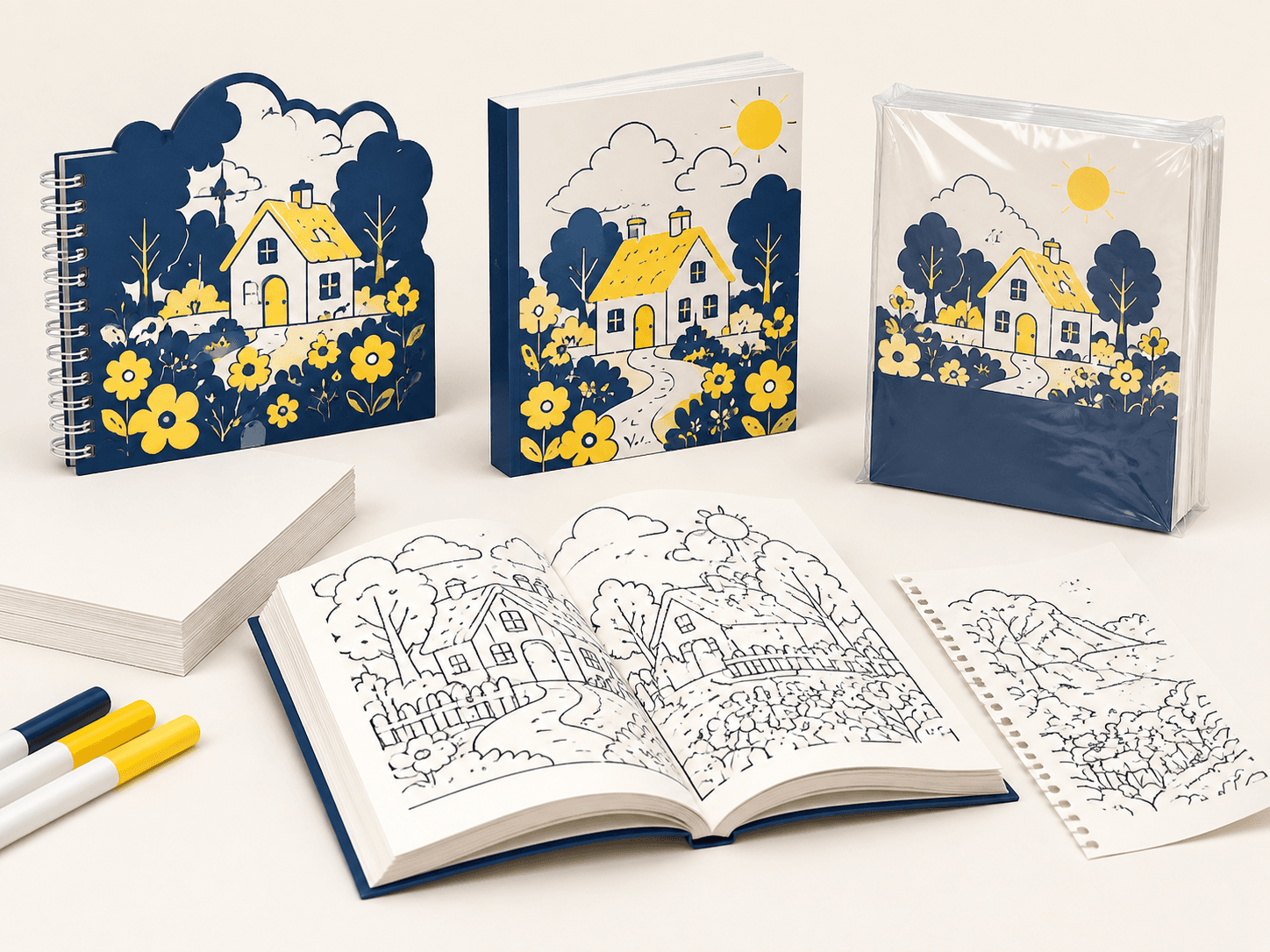 Colouring book paper, binding and perforation options