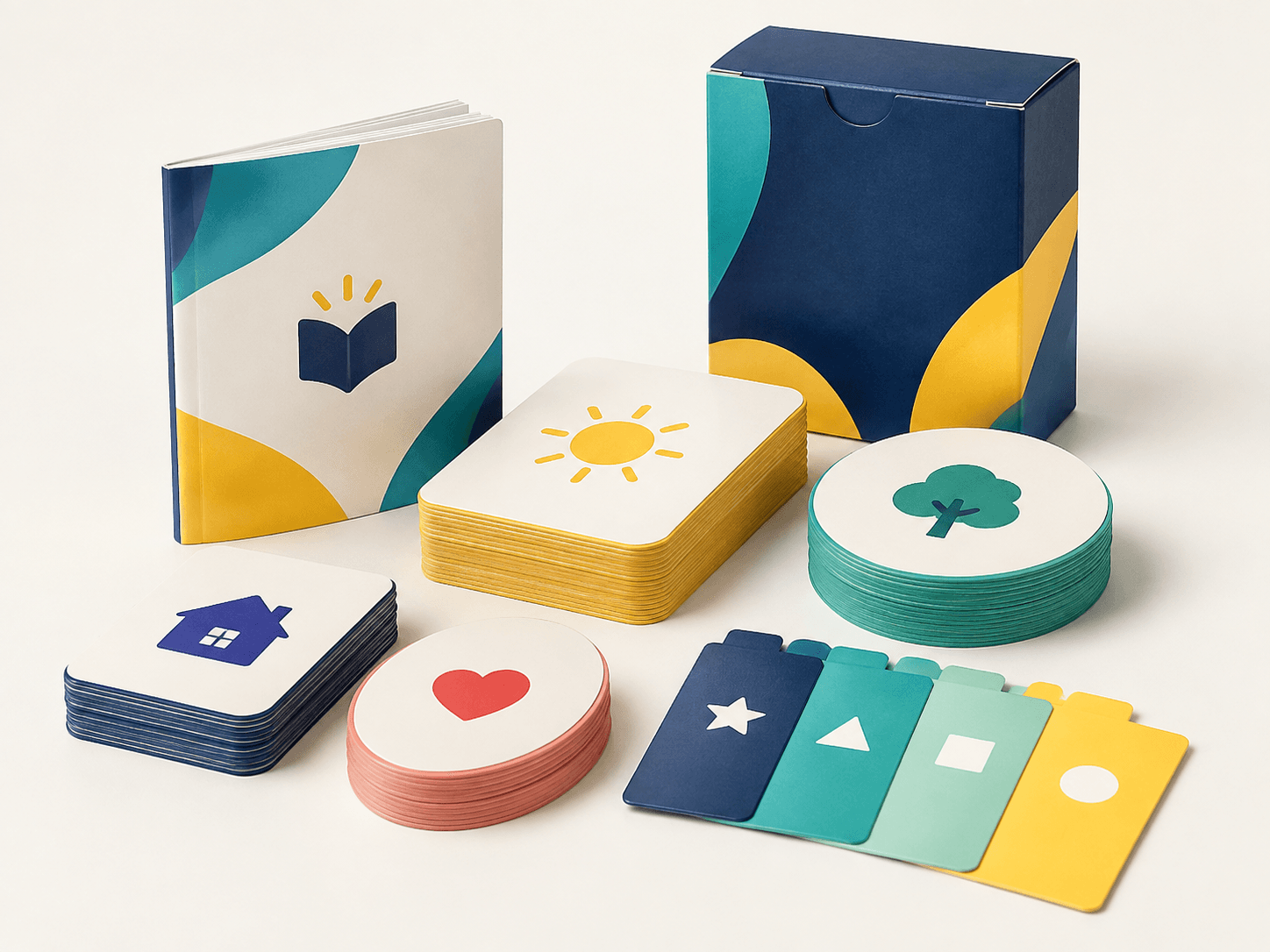 Illustrative educational card configurations and finishing options