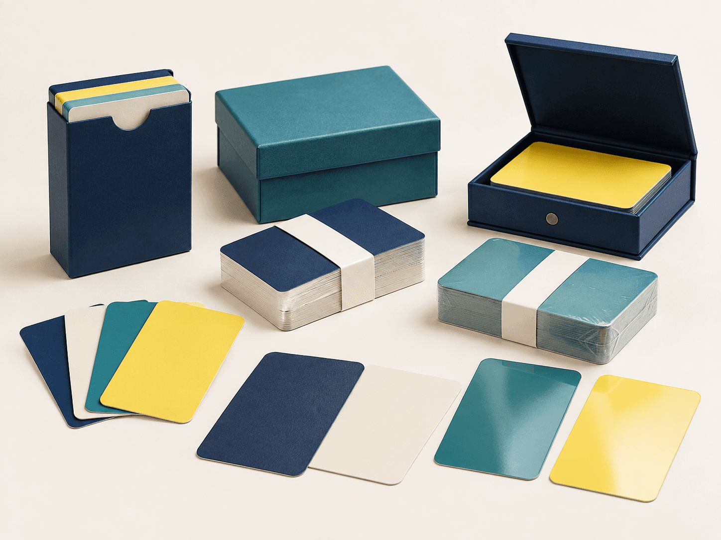 Illustrative flash card configurations and finishing options