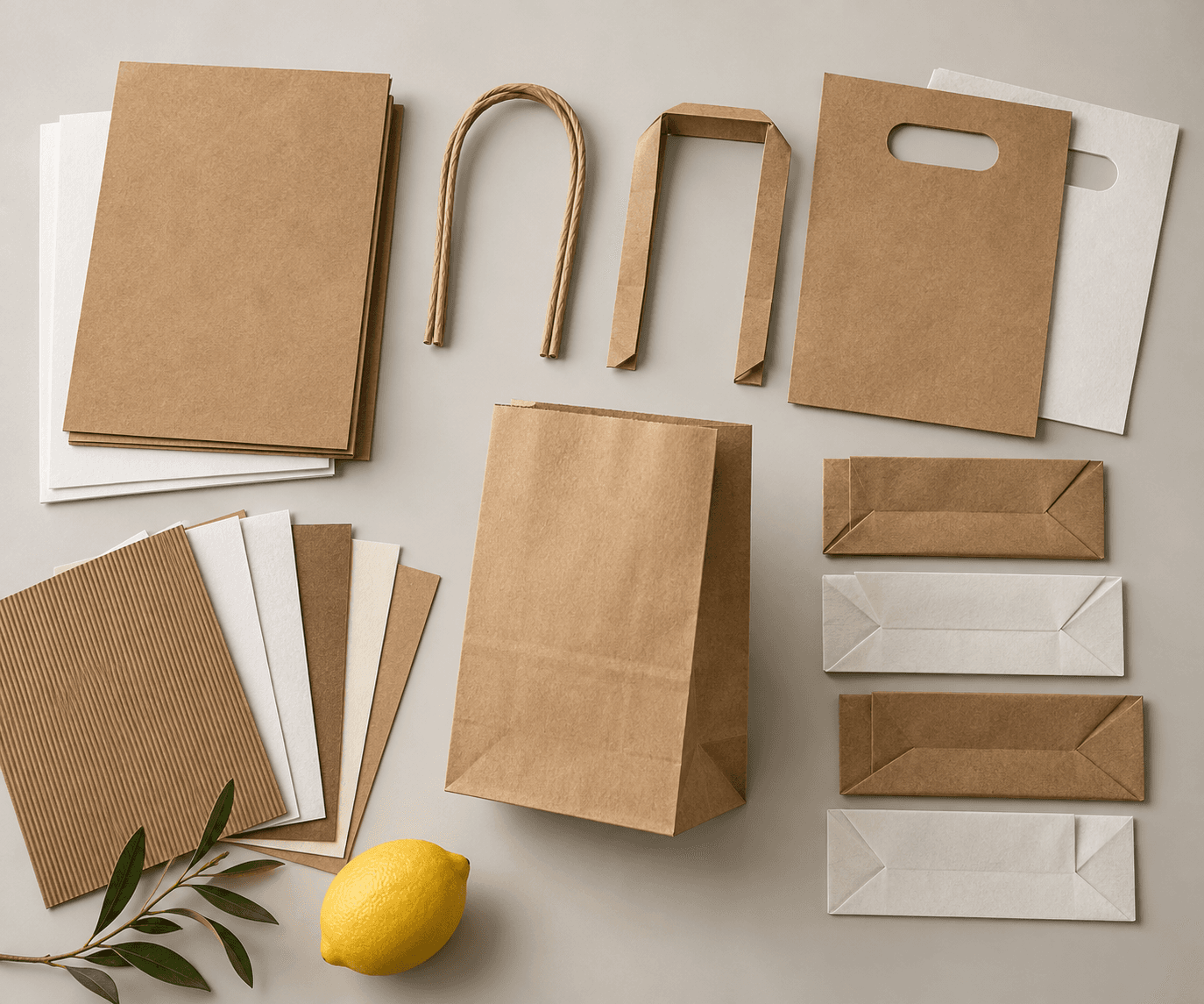 Illustrative kraft paper bag configurations and finishing options