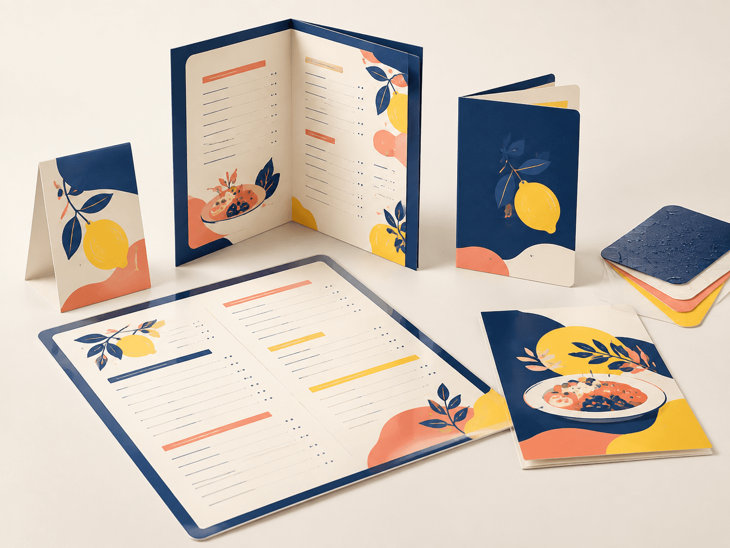 Illustrative menu configurations and finishing options