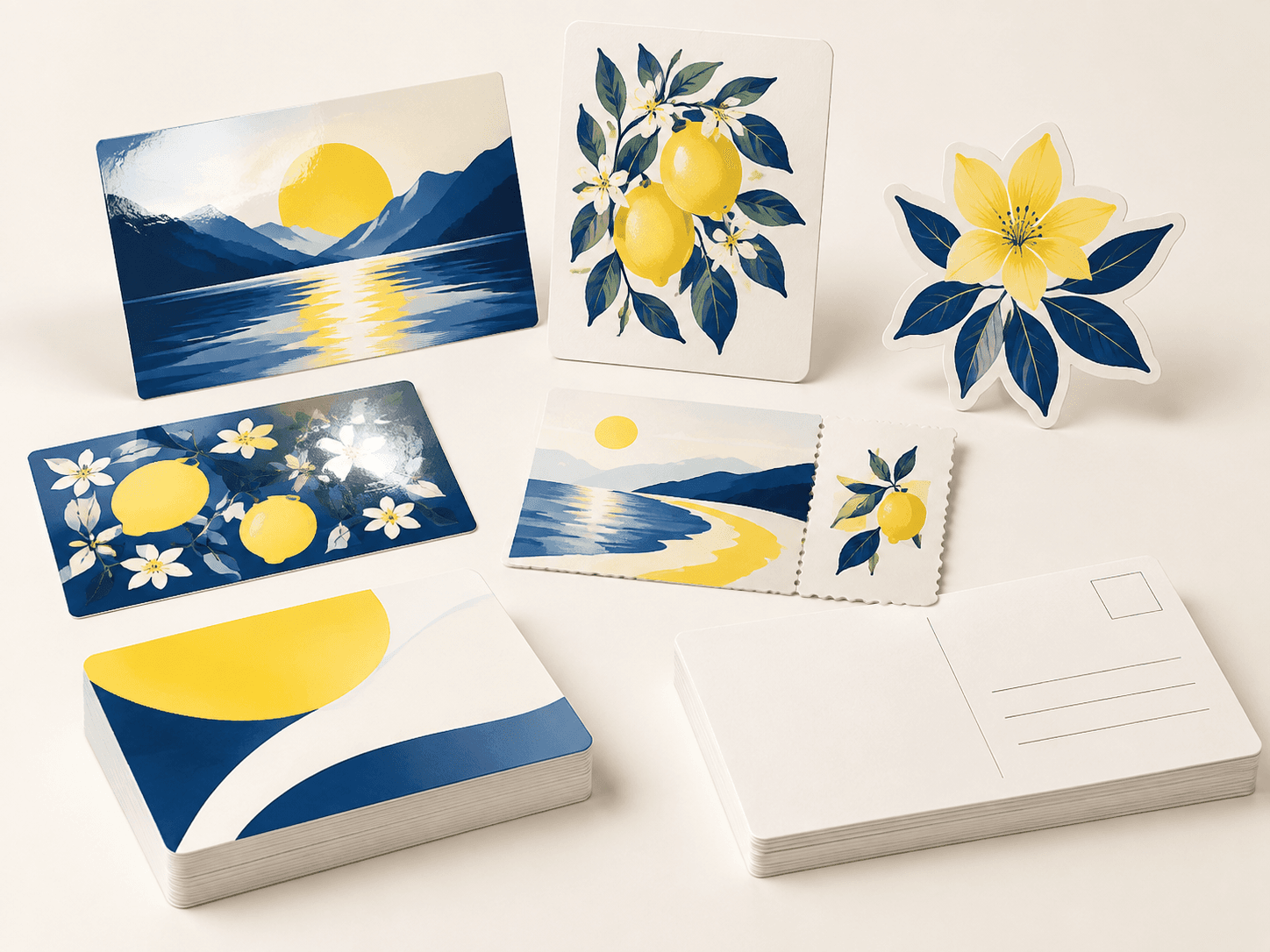 Illustrative postcard configurations and finishing options