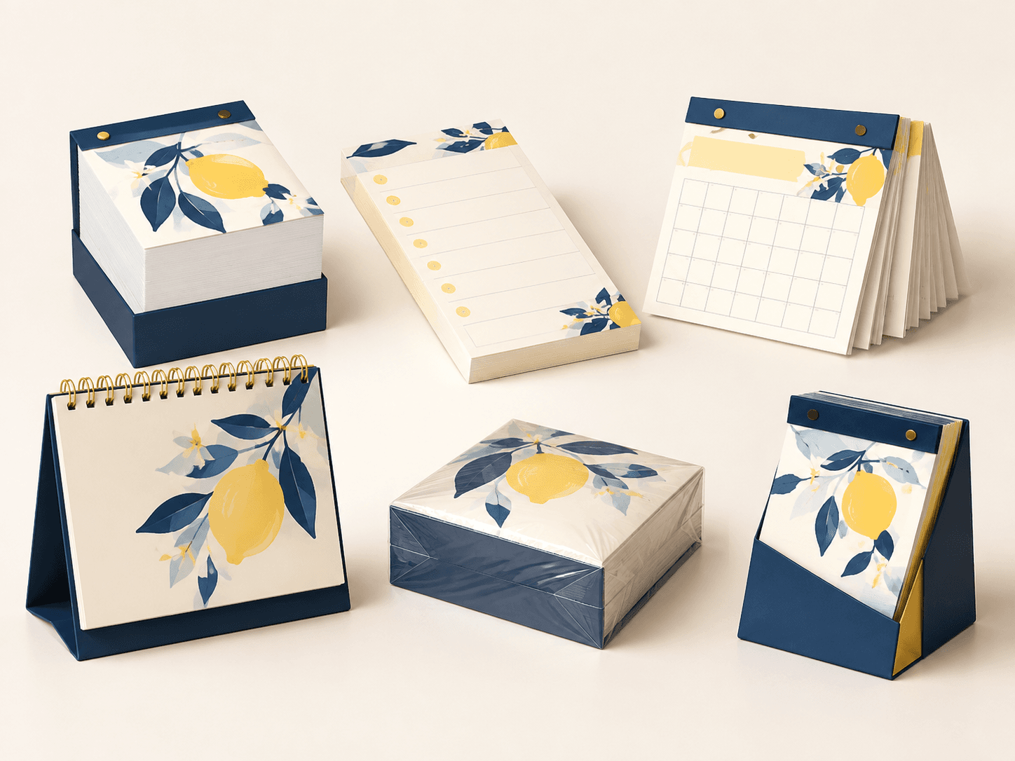Illustrative tear-off calendar configurations and finishing options