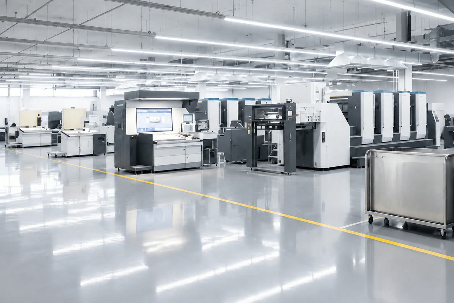 Commercial printing production hall at Lemon Printing
