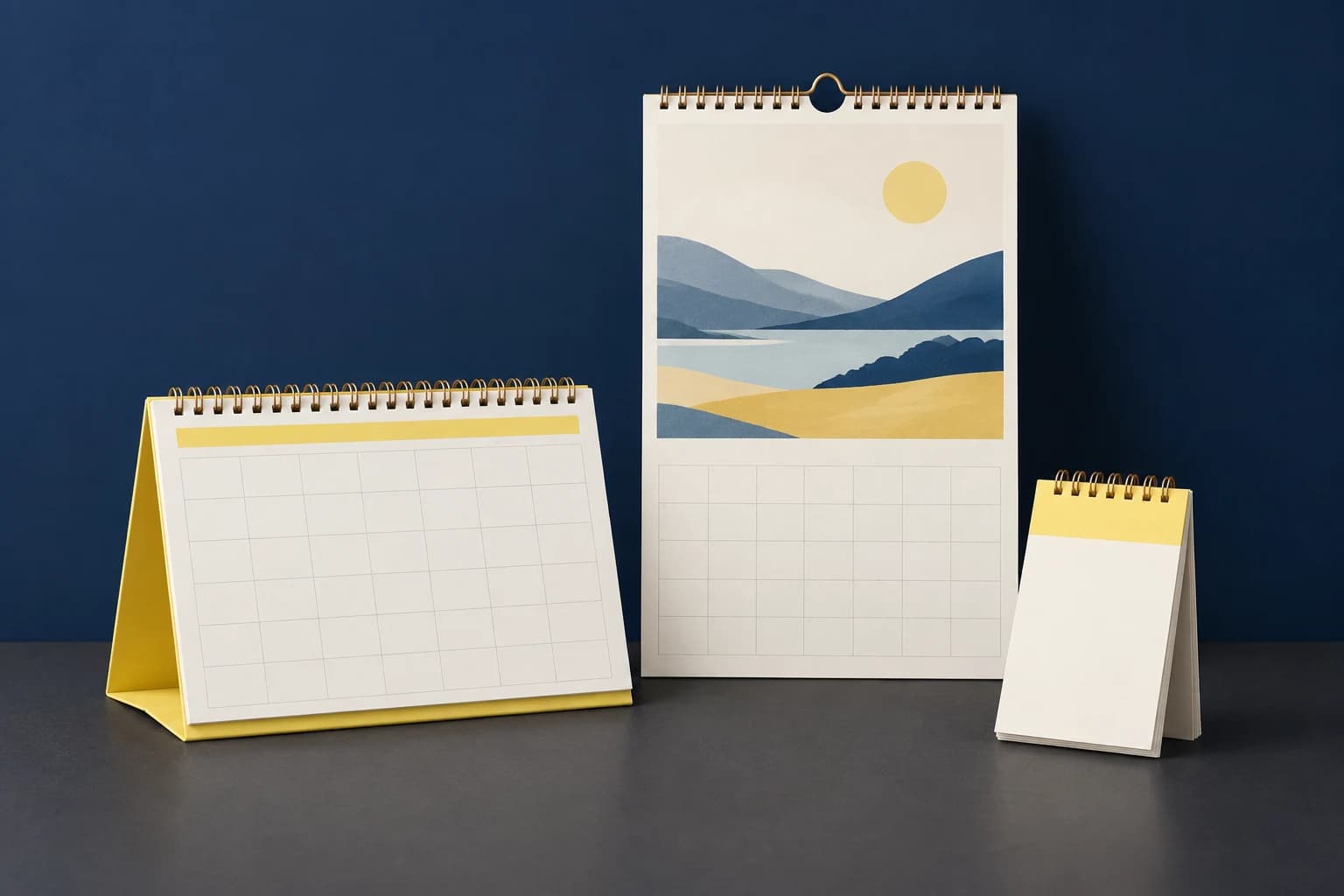 Desk, wall, and tear-off printed calendar samples