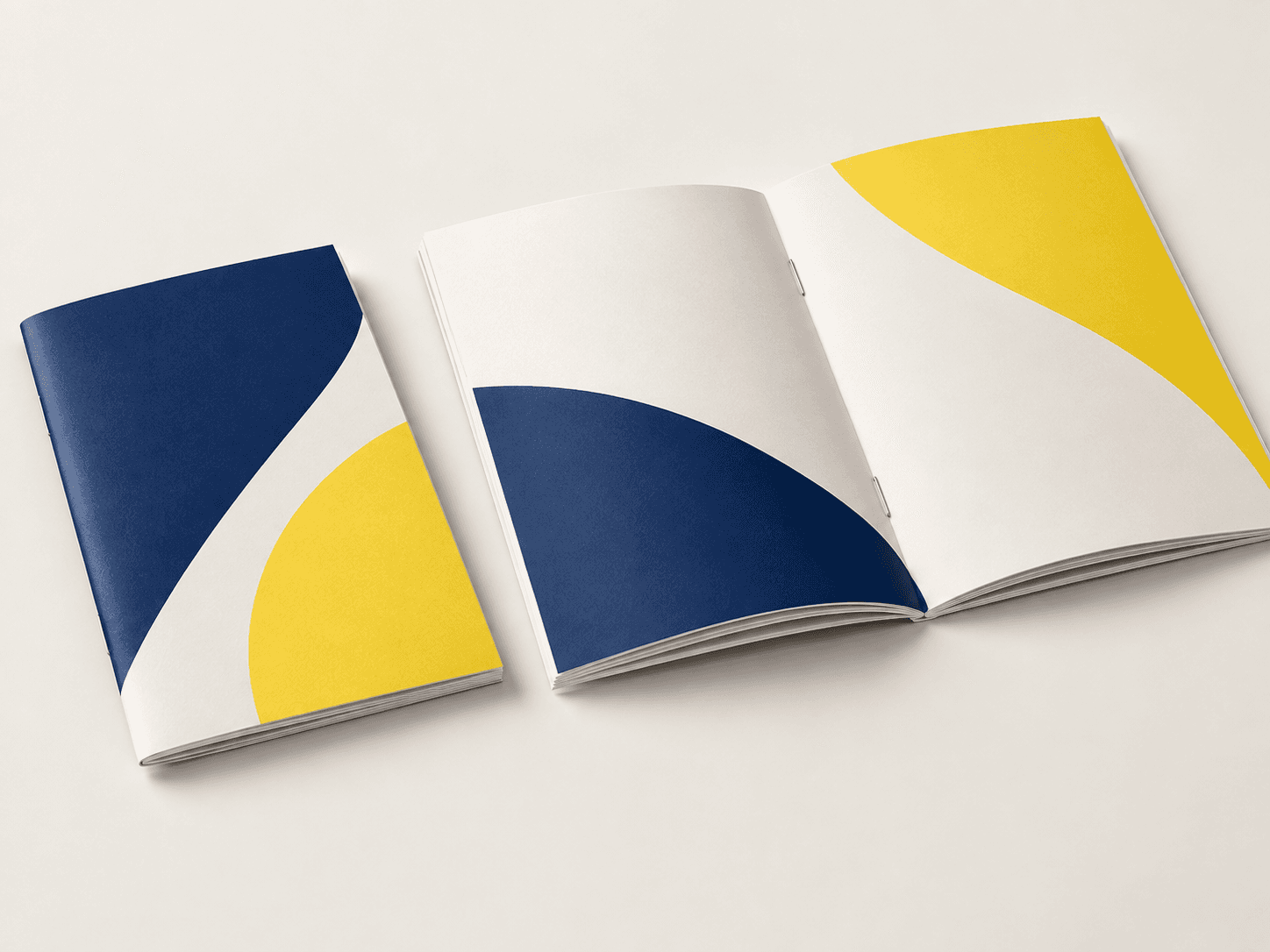 Printed booklet with folded pages and staple binding detail