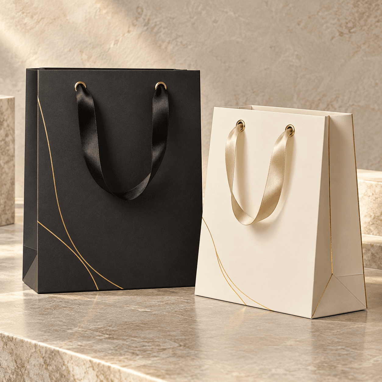 Premium printed gift paper bag with rope handles