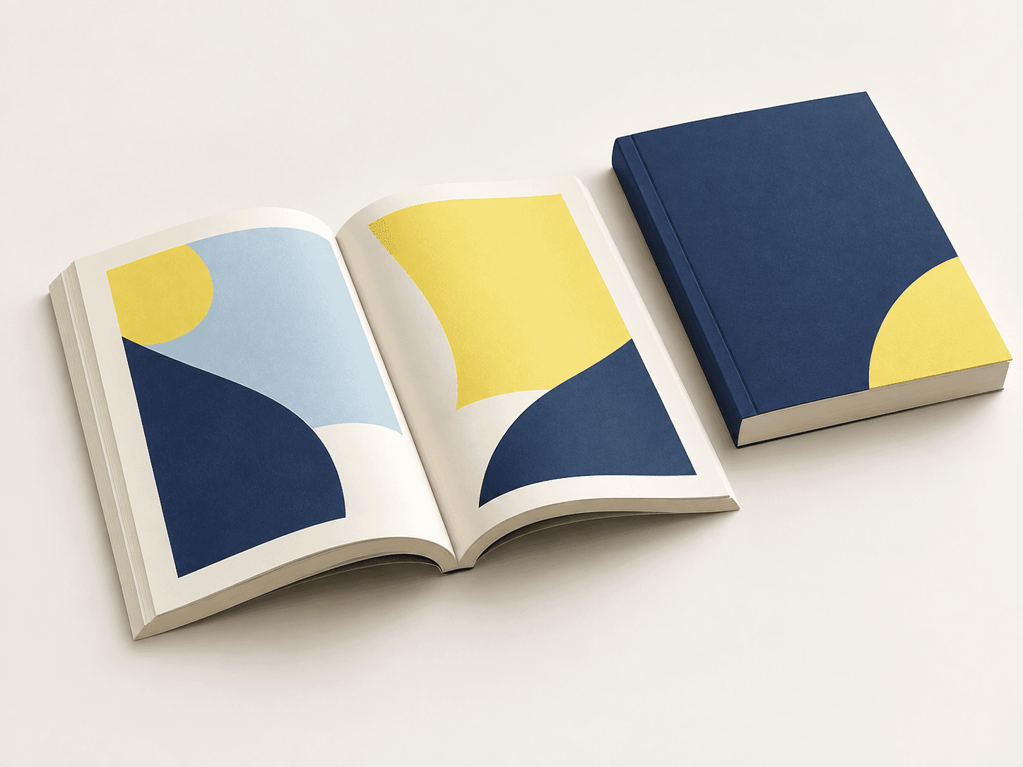 Open paperback book showing a flexible cover and aligned page block