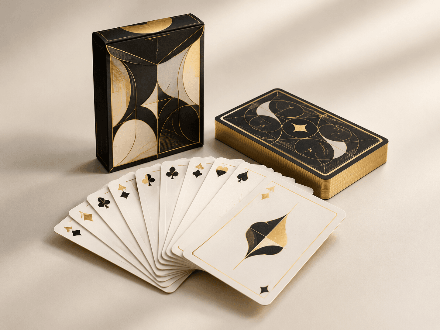 Custom deck of playing cards with printed faces and backs