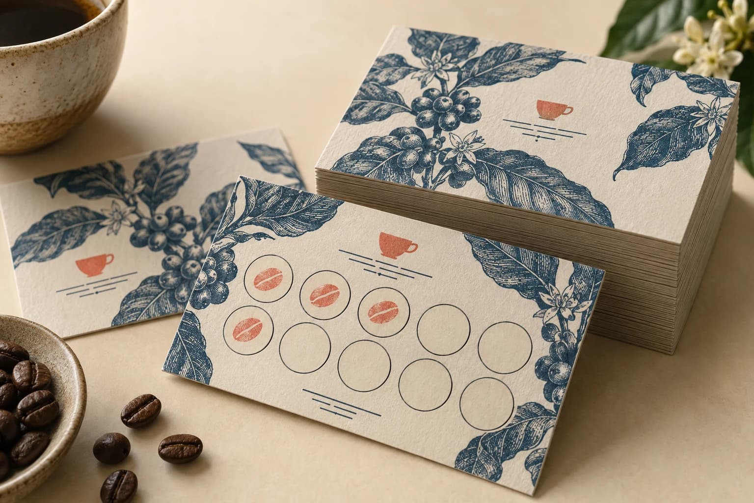 Illustrative Loyalty Card: Uncoated stampable fields, campaign layout and consistent trimmed card edges.