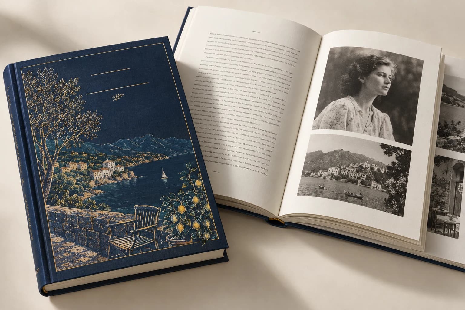 Illustrative Memoir & Biography Book: Clear transition from reading pages to photographic section and a sewn page block.