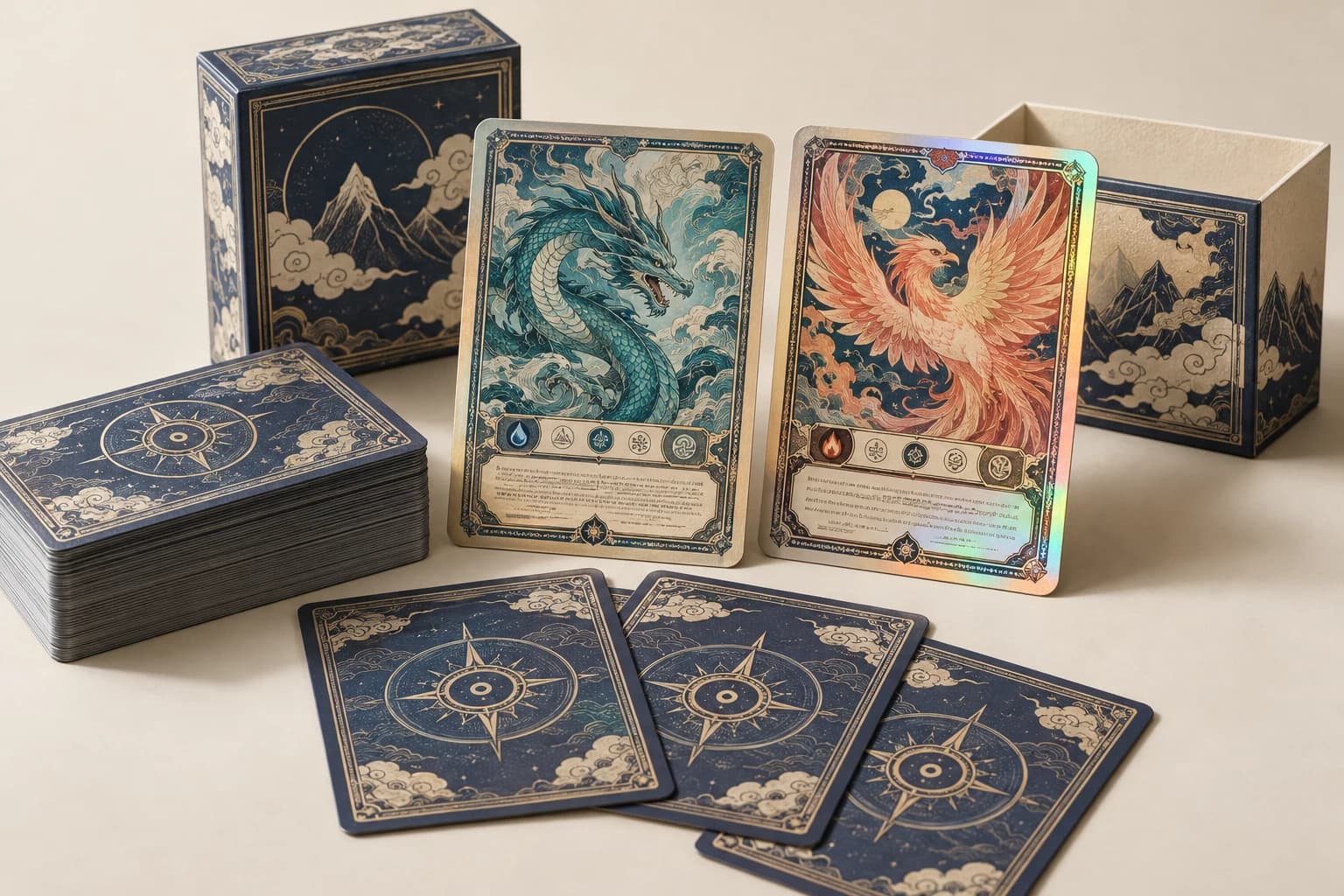 Illustrative Trading Card: Sharp small icon printing, aligned identical reverses and one controlled reflective card.