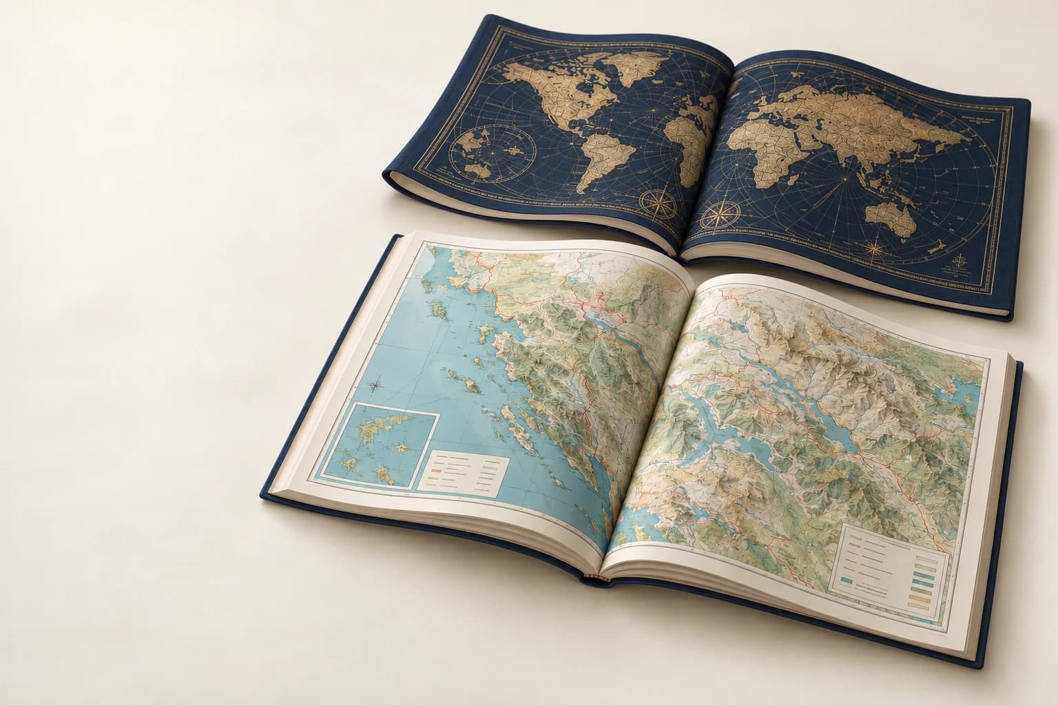 Illustrative Flexibound Book: Gently curved flexible wrapped cover, attached endpapers and sewn text block; no stiff board case.
