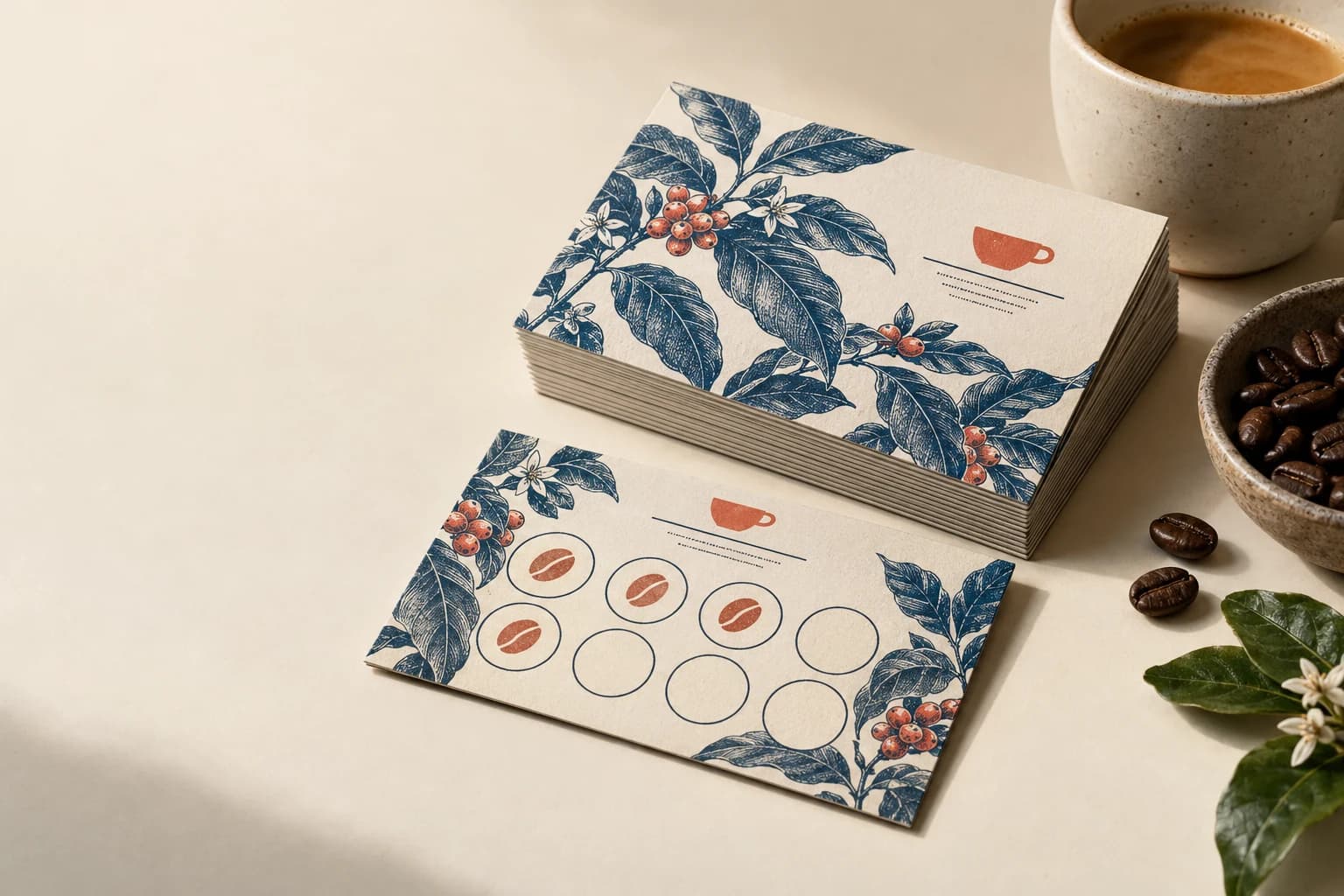 Illustrative Loyalty Card: Uncoated stampable fields, campaign layout and consistent trimmed card edges.