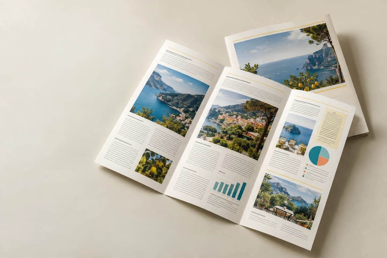 Illustrative Newsletter: Defined fold, correctly oriented reading panels and sharp printed photo detail.