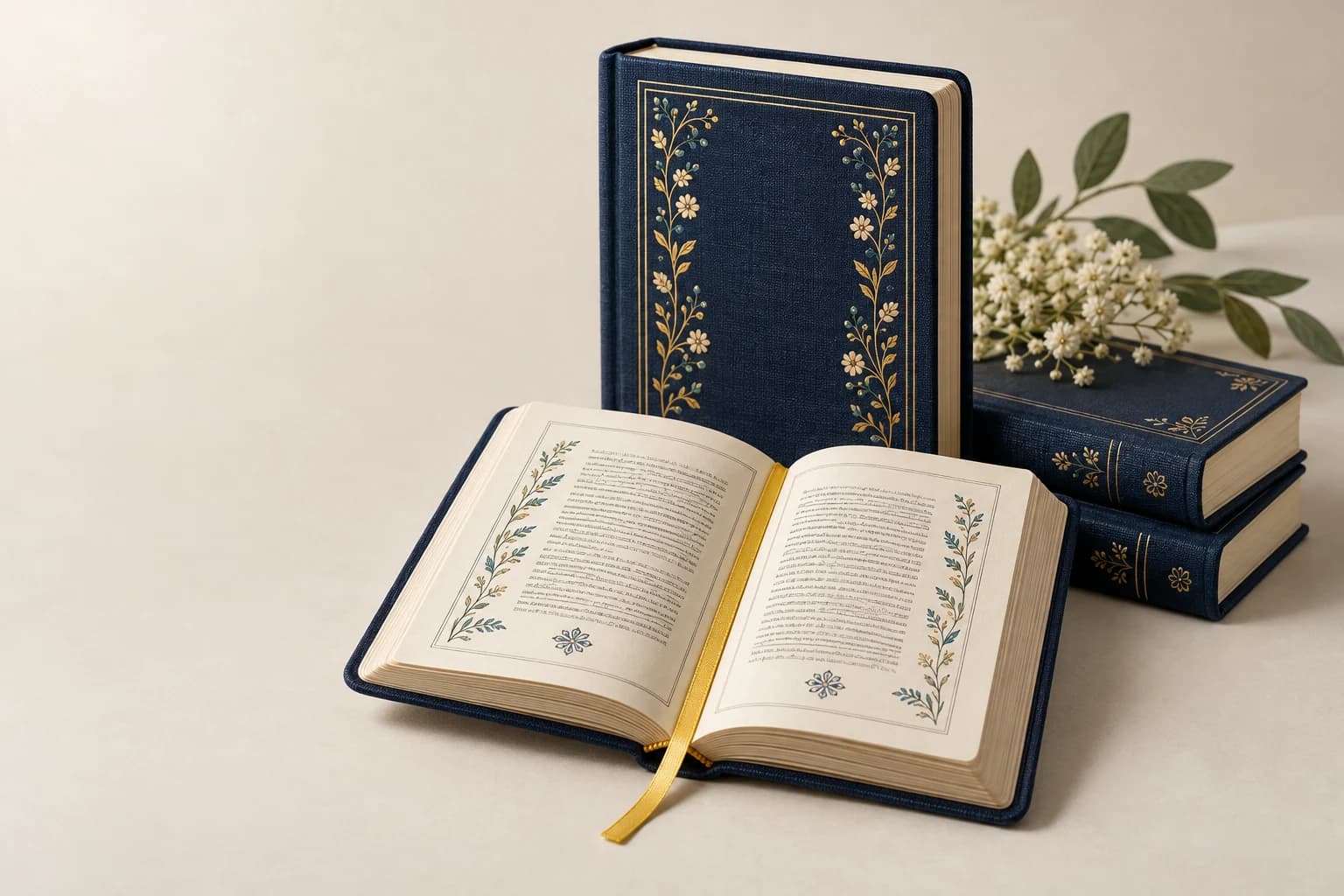 Illustrative Prayer Book: Small-format printed type, ribbon attachment and rounded flexible handling edges.