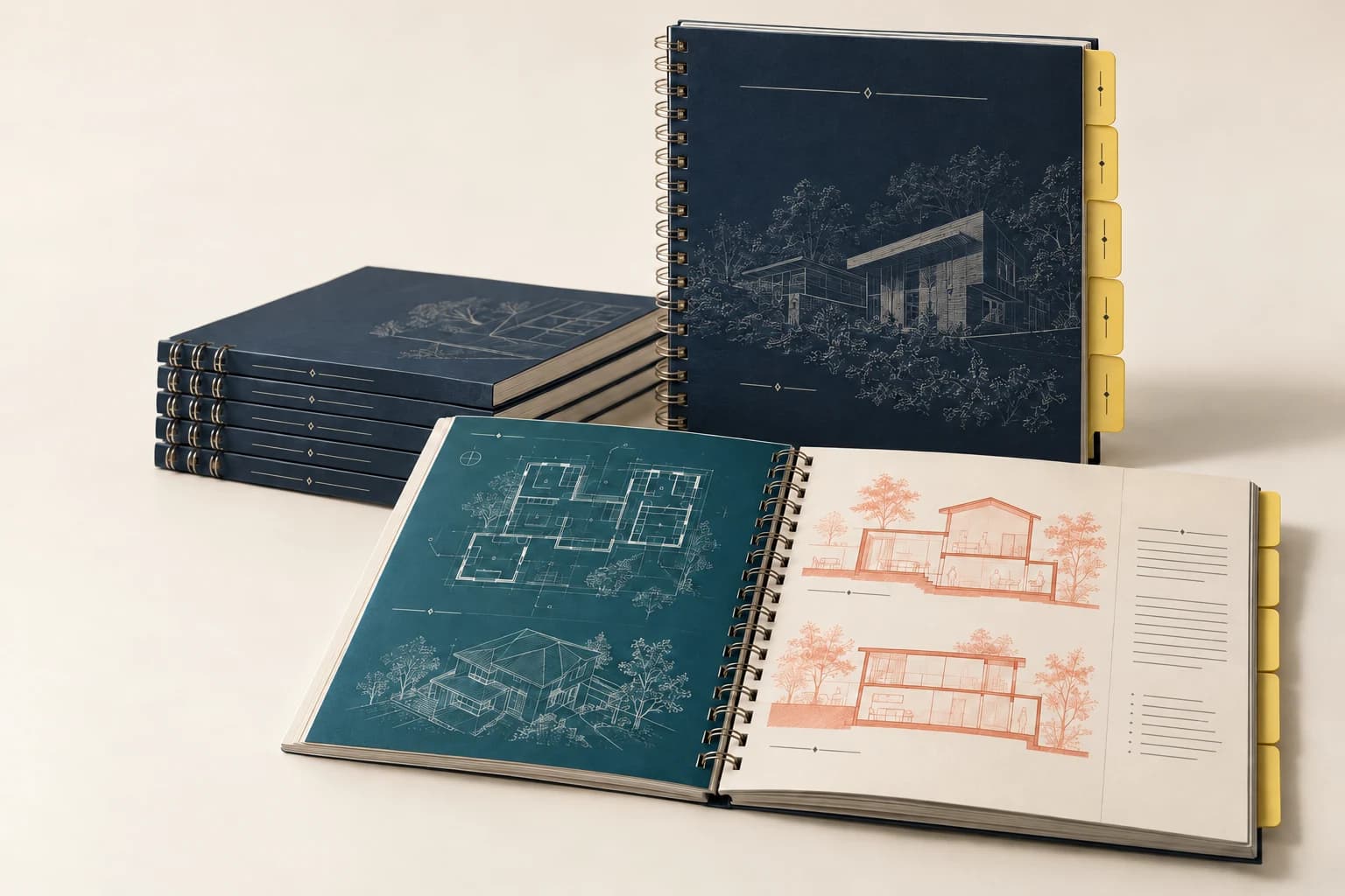 Illustrative Wire-O Bound Book: True Wire-O paired double metal loops through rectangular holes, printed diagrams and freely turning pages; no continuous coil.