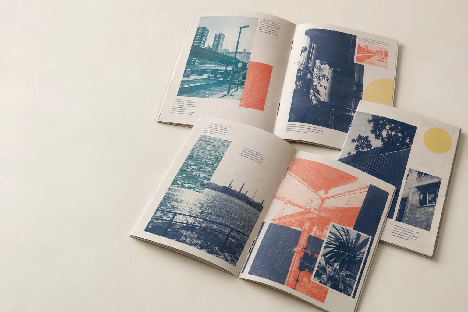 Illustrative Zine: Two metal spine staples, folded leaves and richly inked editorial art on paper.