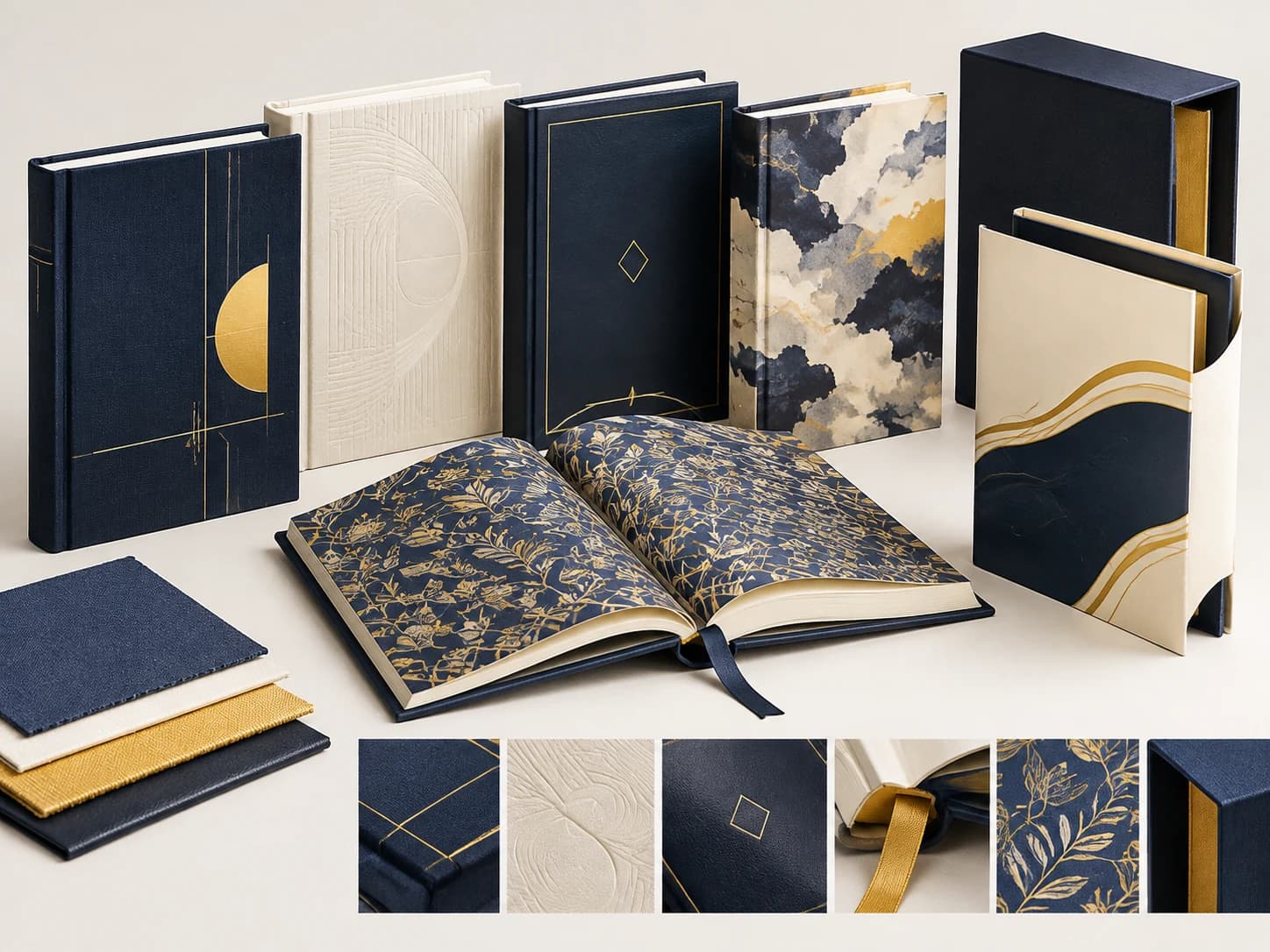 Hardcover cover material and finishing details