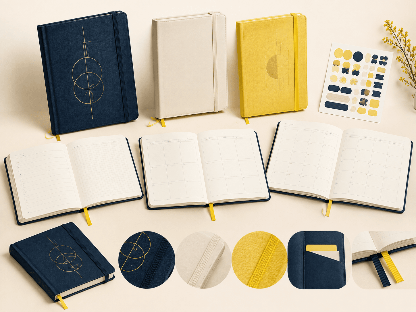 Illustrative custom planner configurations and finishing options