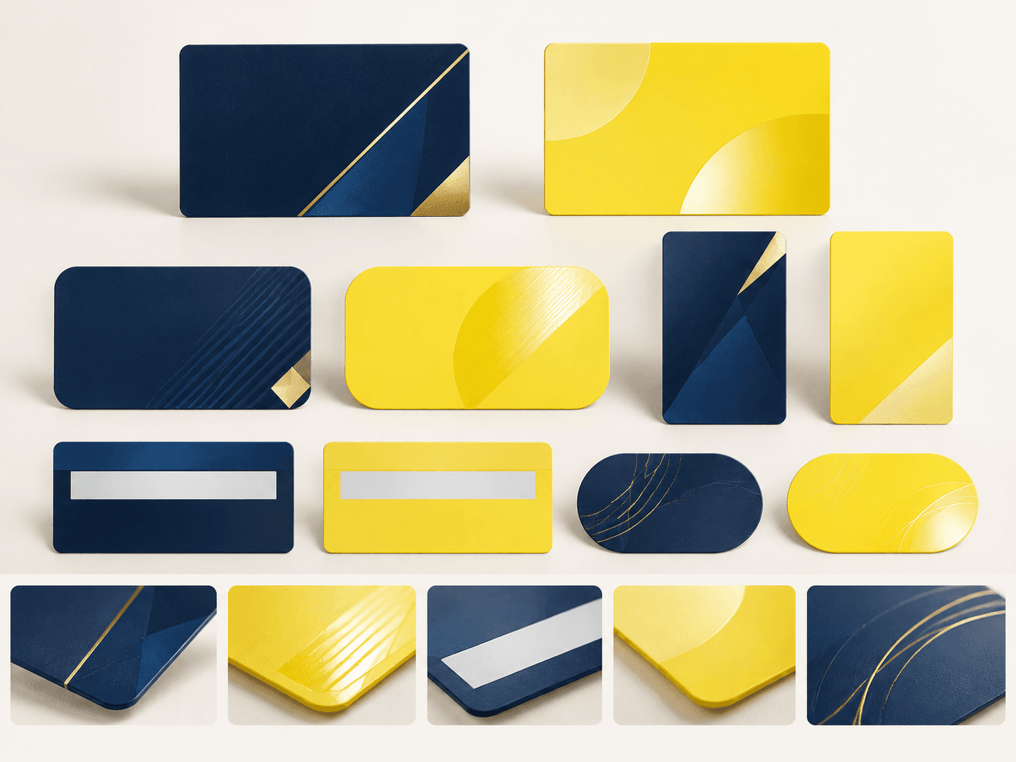 Illustrative discount card configurations and finishing options
