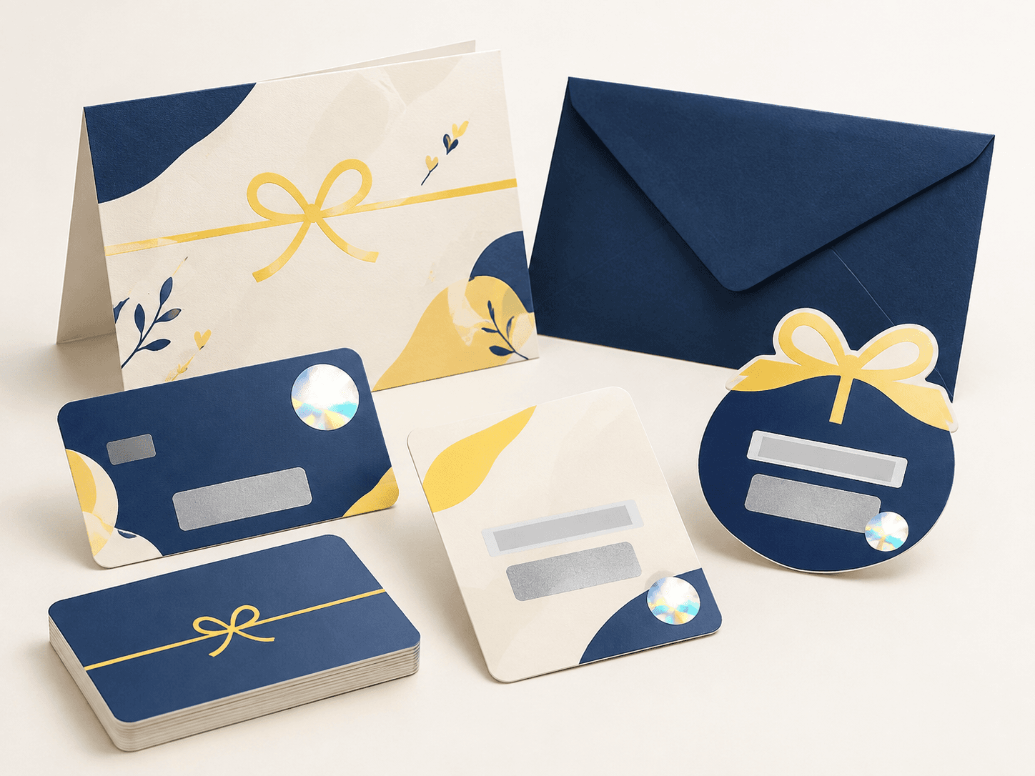 Illustrative gift card configurations and finishing options