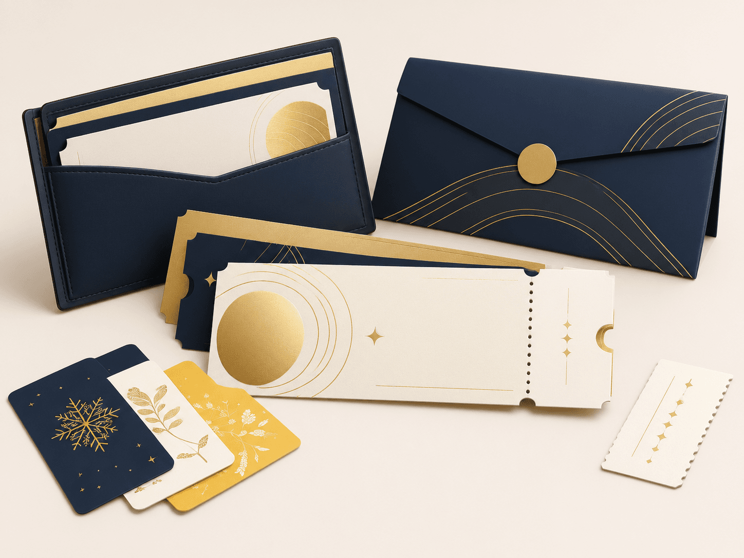 Illustrative gift voucher configurations and finishing options