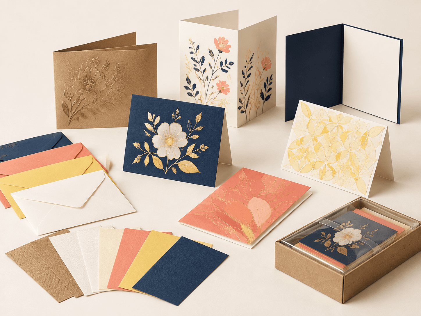 Illustrative greeting card configurations and finishing options