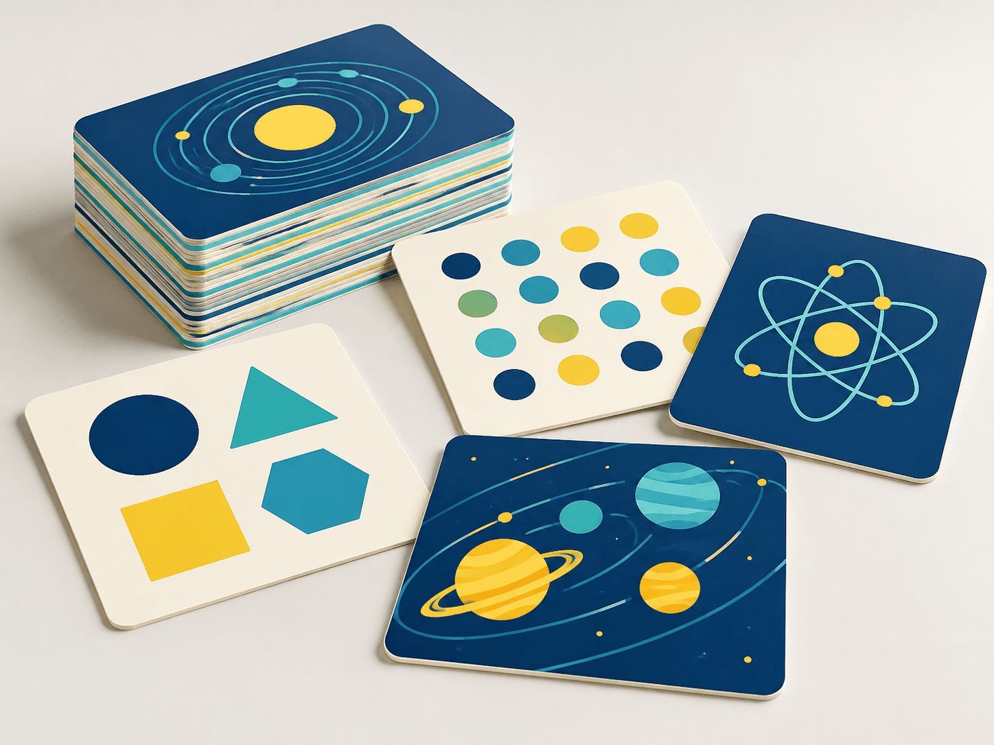 Set of printed educational learning cards