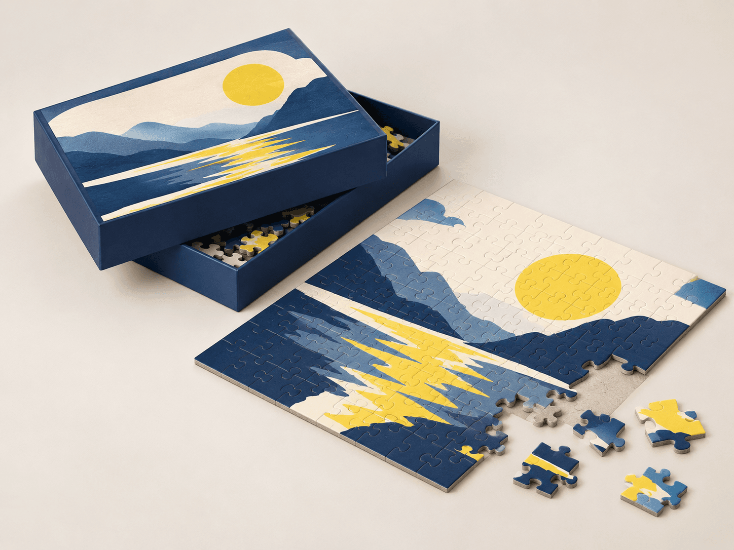 Custom printed jigsaw puzzle with fitted puzzle pieces