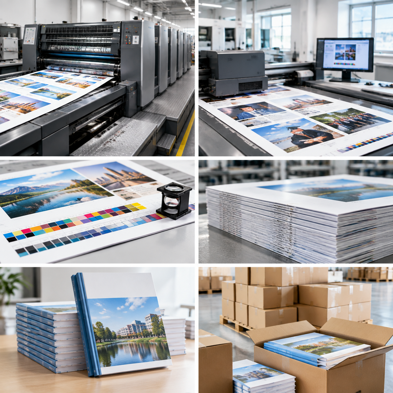 Offset press sheets and digital yearbook pages prepared for binding