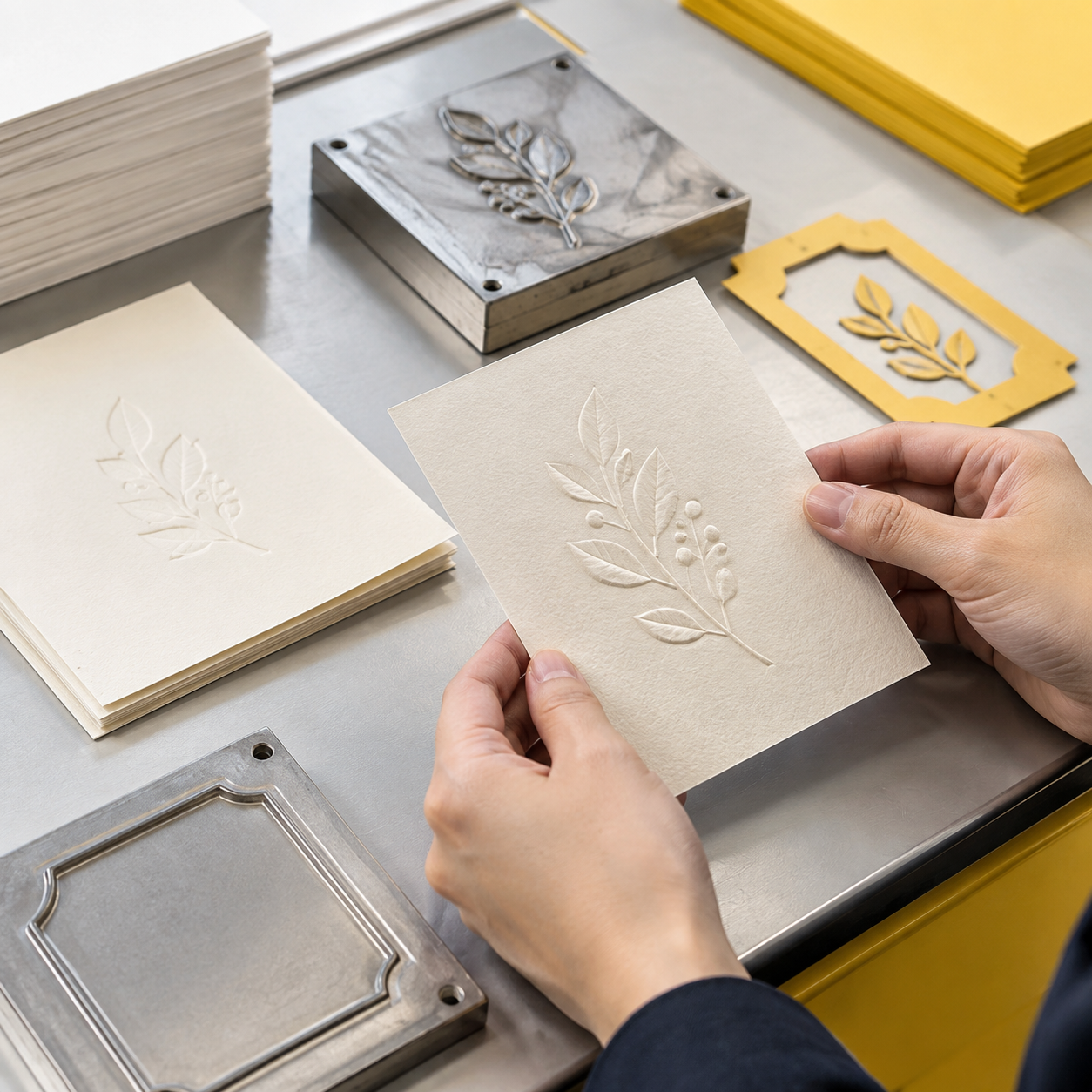 Embossed cards, debossed samples and die-cut card tooling