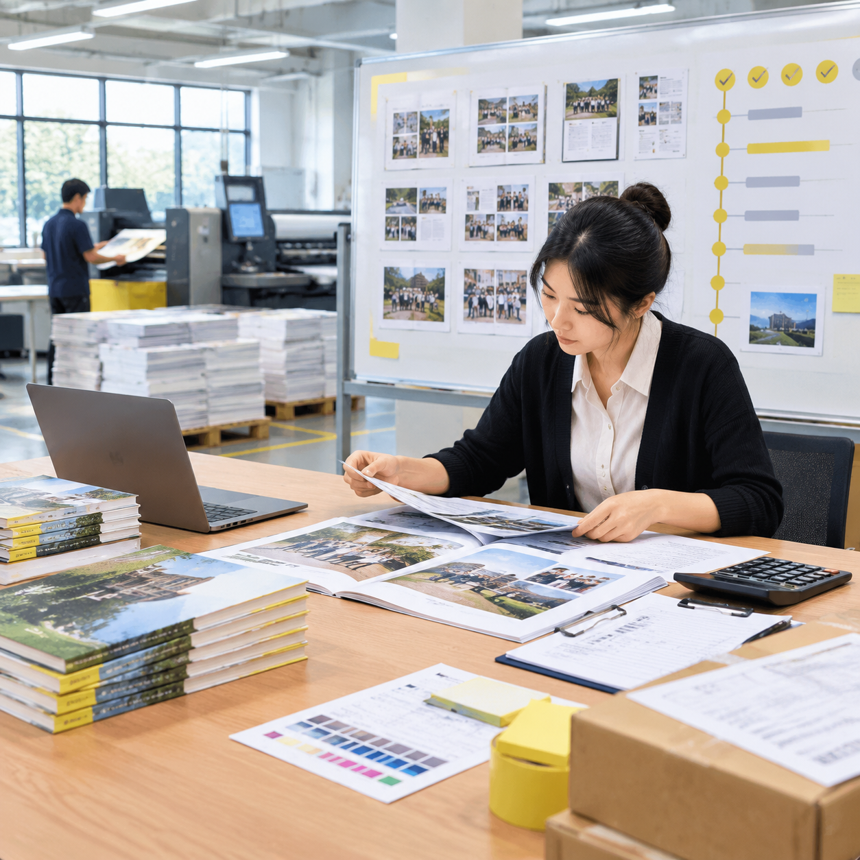 Production milestones and proofs prepared for a yearbook order