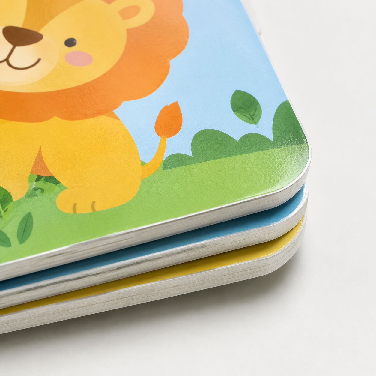 Rounded board book corners with clean edges, shown as one part of a broader safety review