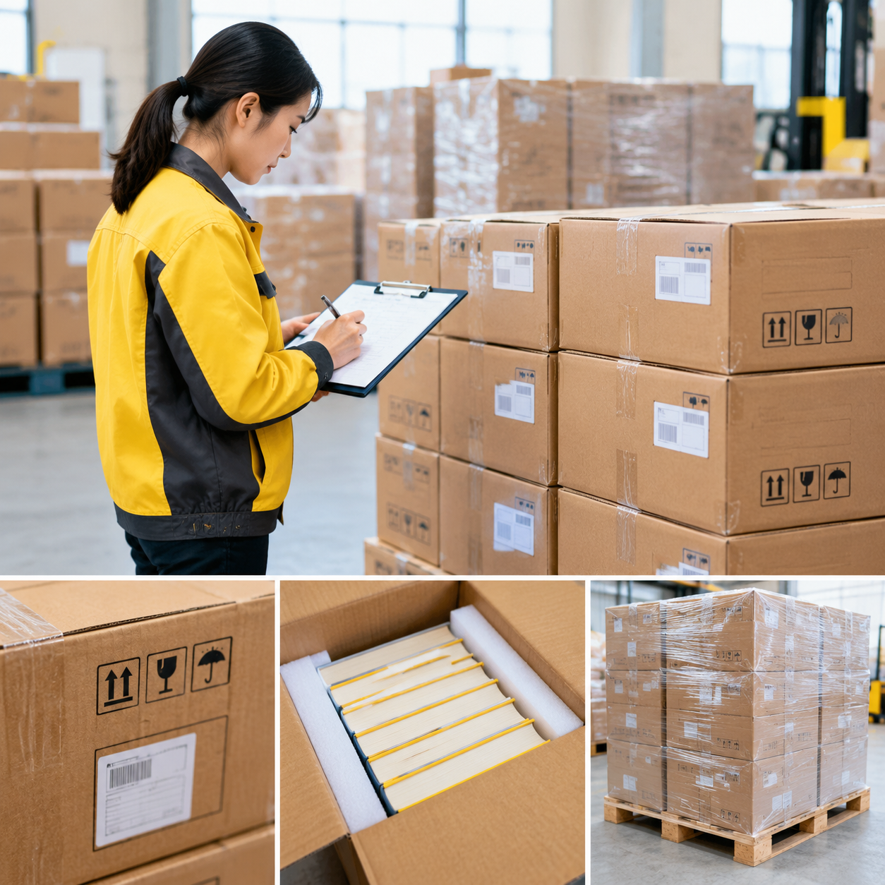 Pre-shipment inspection of book cartons and export packing marks